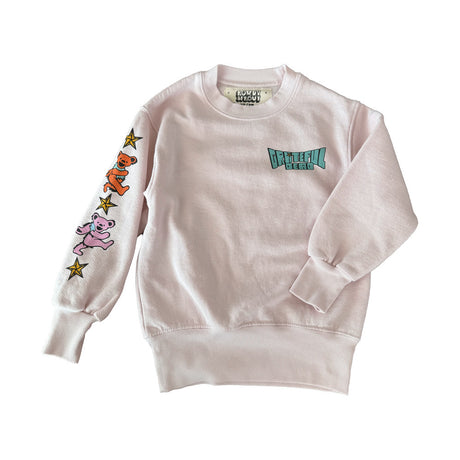 Grateful Dead Cosmic Stealie and Bears Crewneck in Preppy Pink