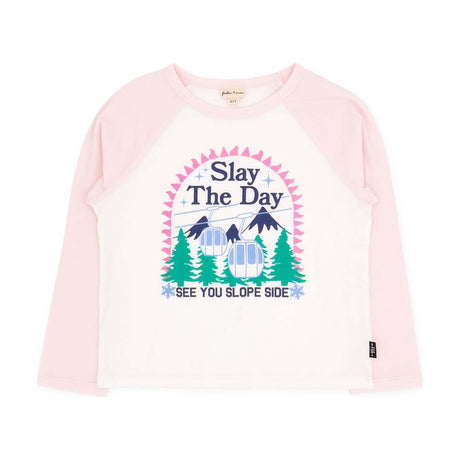 Aura Slay Long Sleeve Raglan Tee in Pink Marshmallow