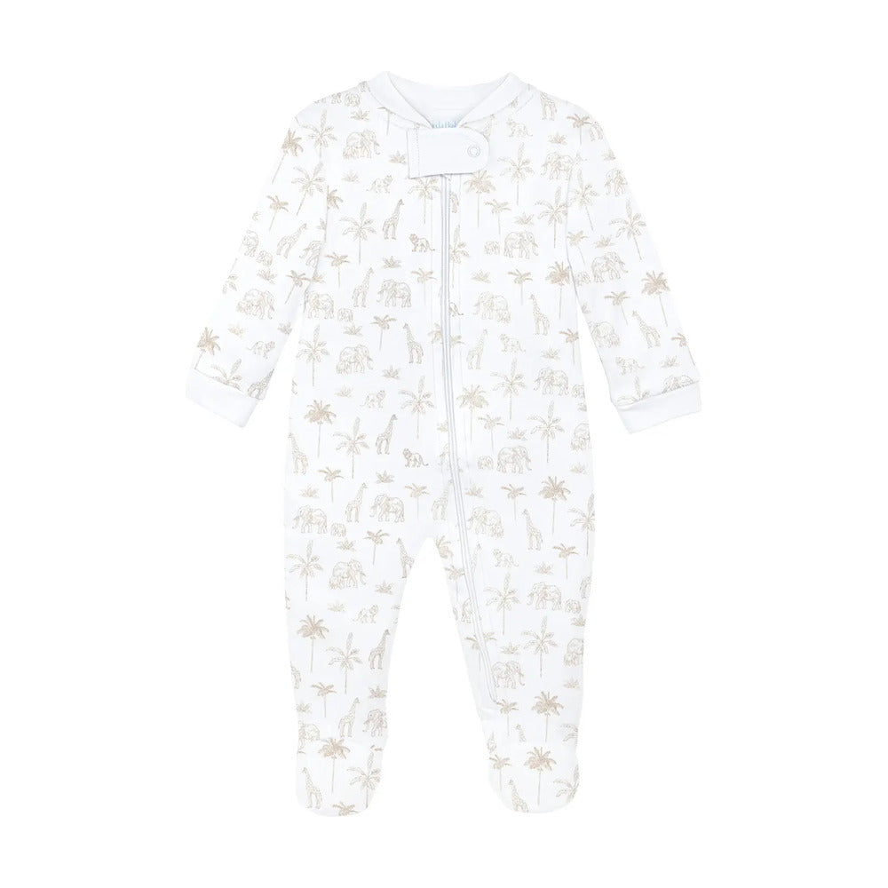 Zipper Footie - Safari Toile de Jouy