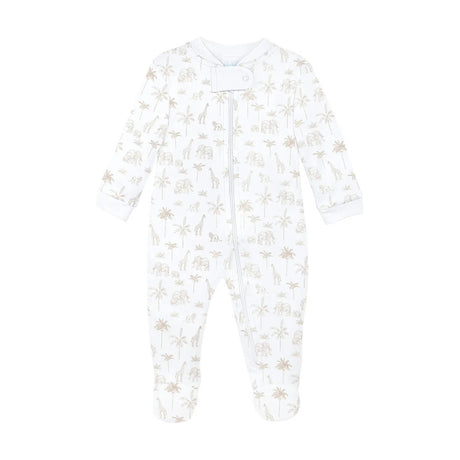 Zipper Footie - Safari Toile de Jouy
