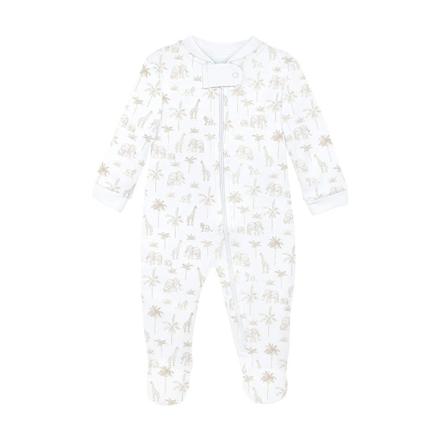 Zipper Footie - Safari Toile de Jouy