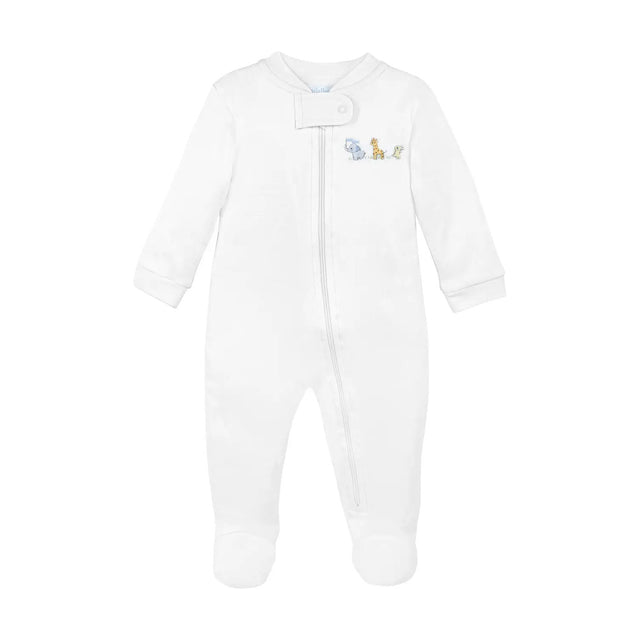 Zipper Footie - Baby Animals Embroidery