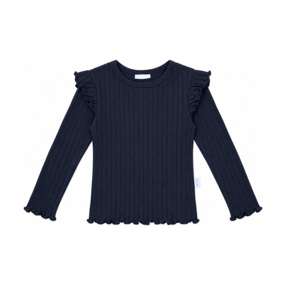Baby Ruby Ruffle Top in Navy