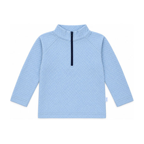 Kids Chet Quarter-Zip Quilted Sweater in Sky Heritage