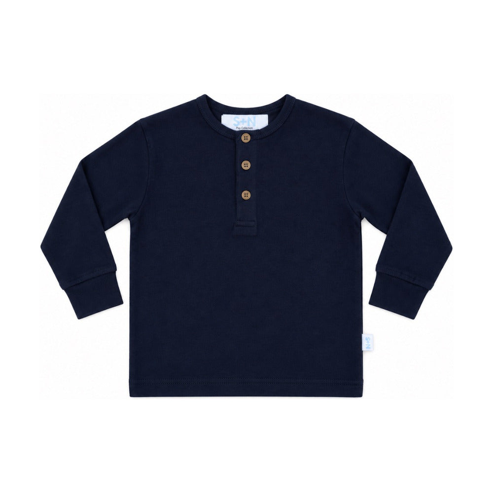 Kids Classic Henley Long Sleeve Tee in Navy