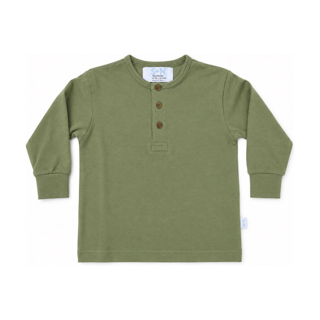 Kids Classic Henley Long Sleeve Tee in Sage