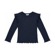 Kids Ruby Ruffle Top in Navy