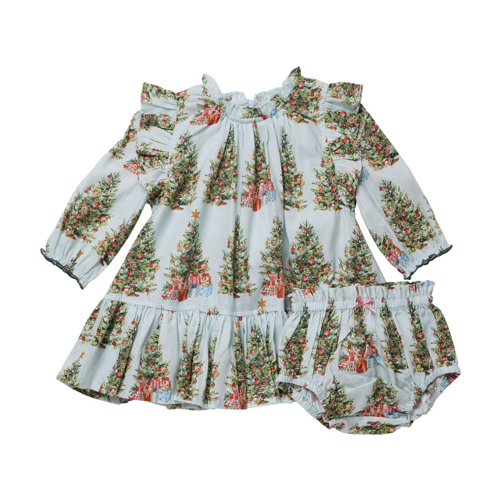 Baby Harper Dress Set - Trees and Presents