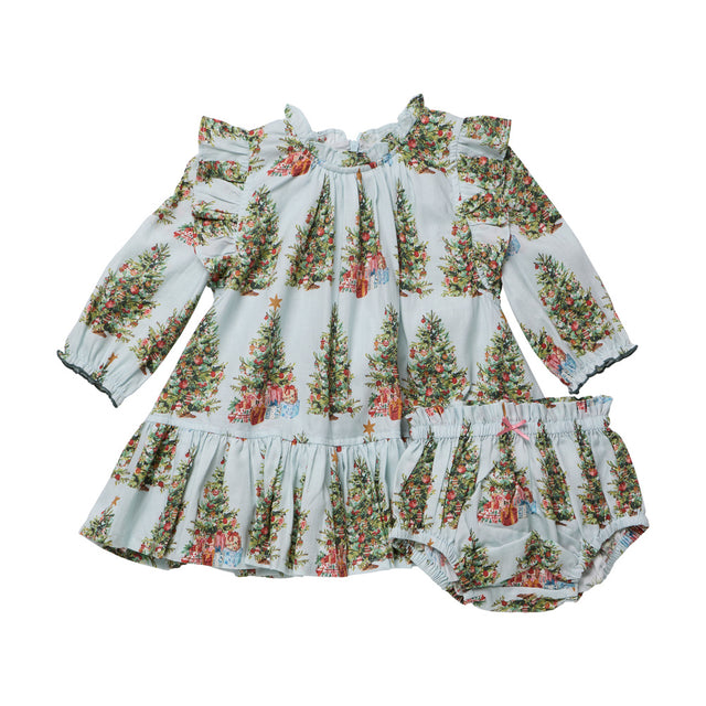 Baby Harper Dress Set - Trees and Presents