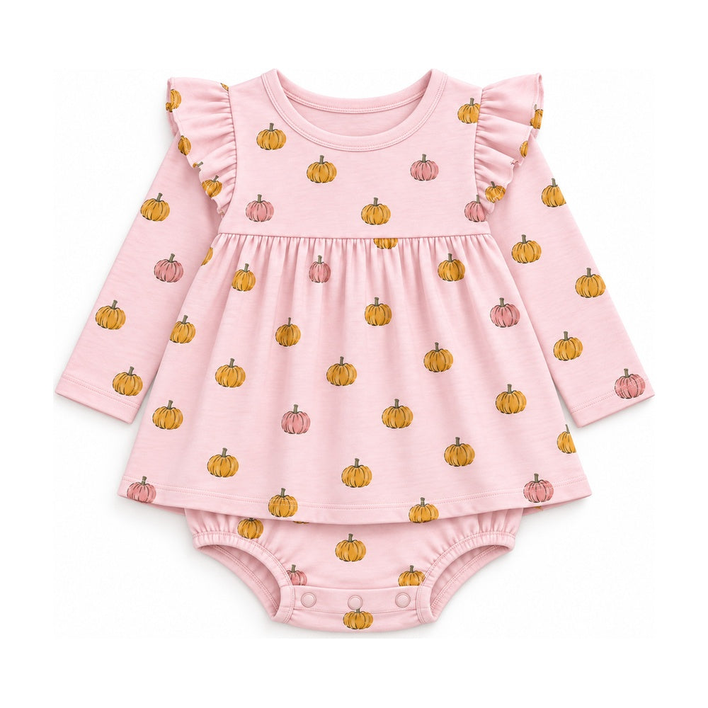 Baby Classic Ruffle Dress in Petite Pumpkin Toss