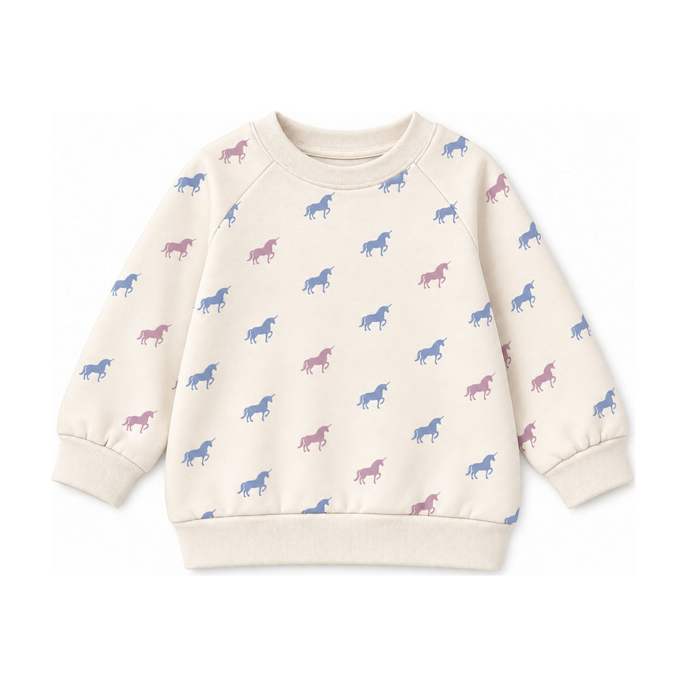 Baby Crew French Terry Sweatshirt in Lavender Unicorn