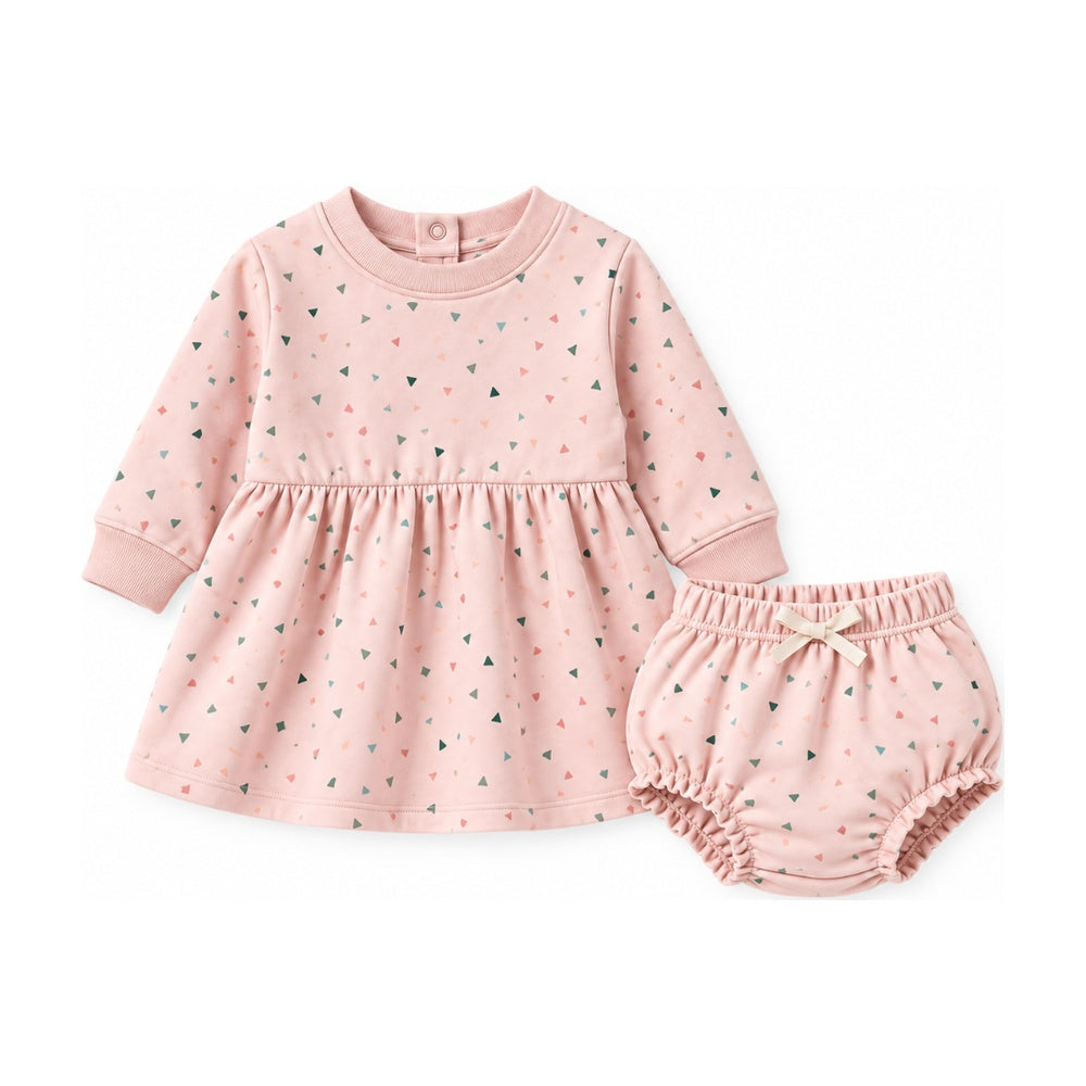 Baby Faye French Terry Dress in Blush Confetti