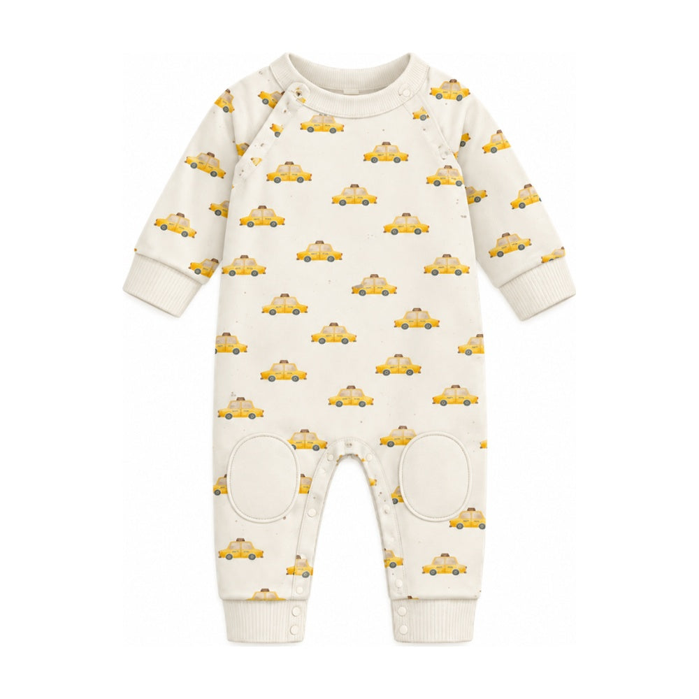 Baby "Patch" French Terry Romper in Taxi Around