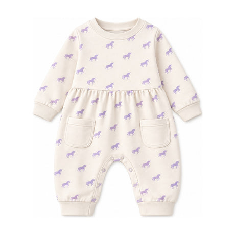 Baby "Pocket" French Terry Romper in Lavender Unicorn