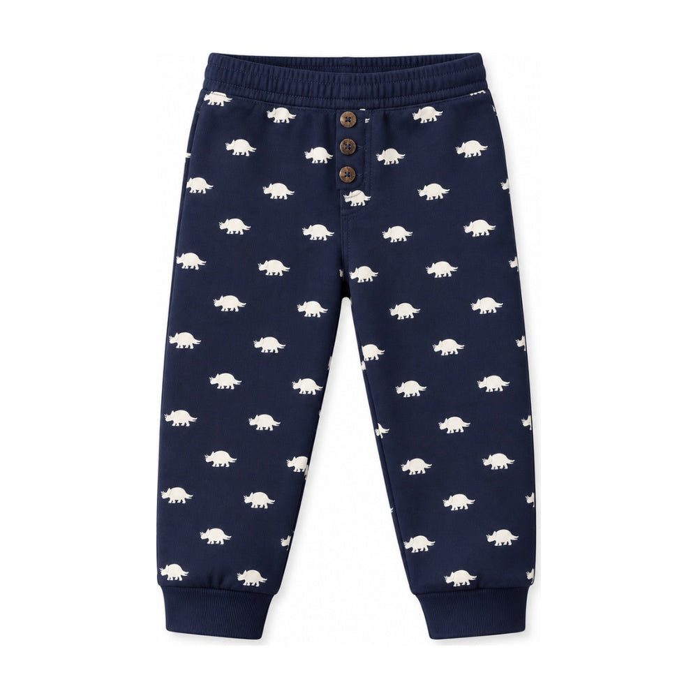 Kids Crew French Terry Jogger in Navy/White Dino
