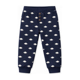 Kids Crew French Terry Jogger in Navy/White Dino