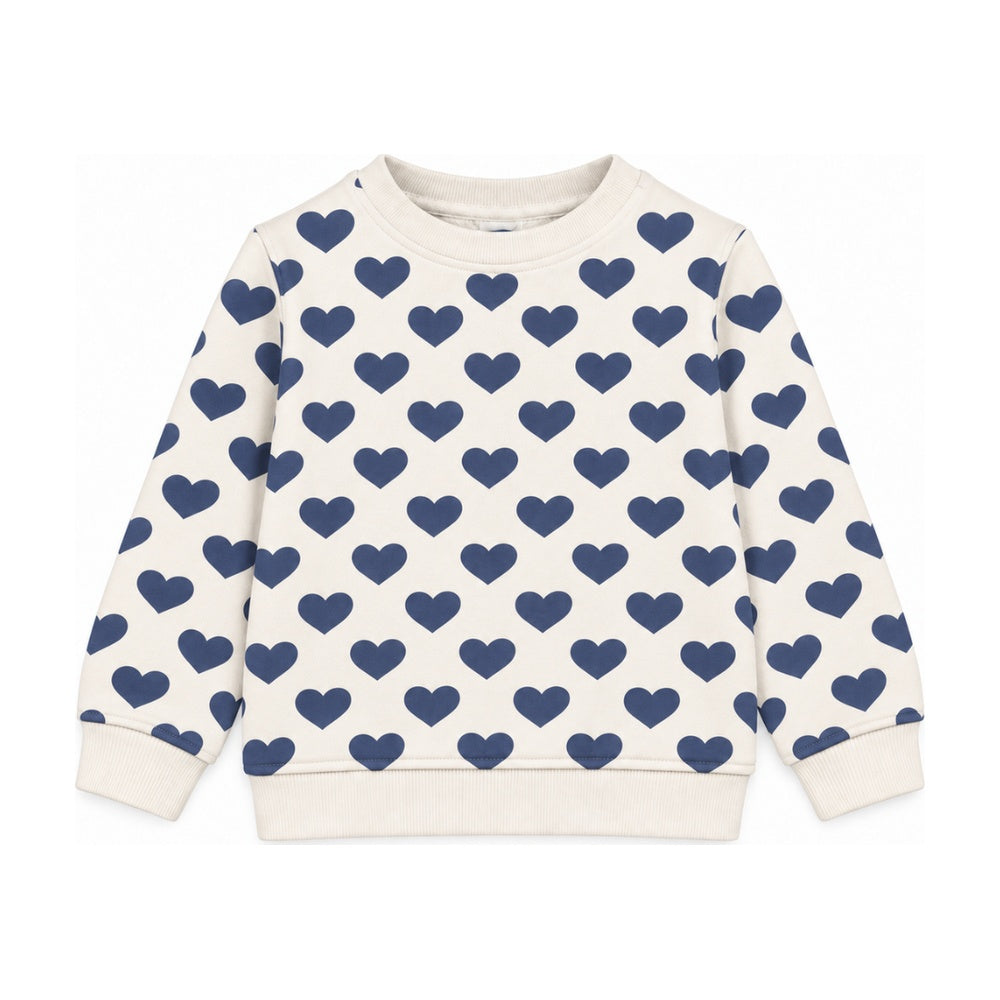 Kids Crew French Terry Sweatshirt in Bold Hearts Navy