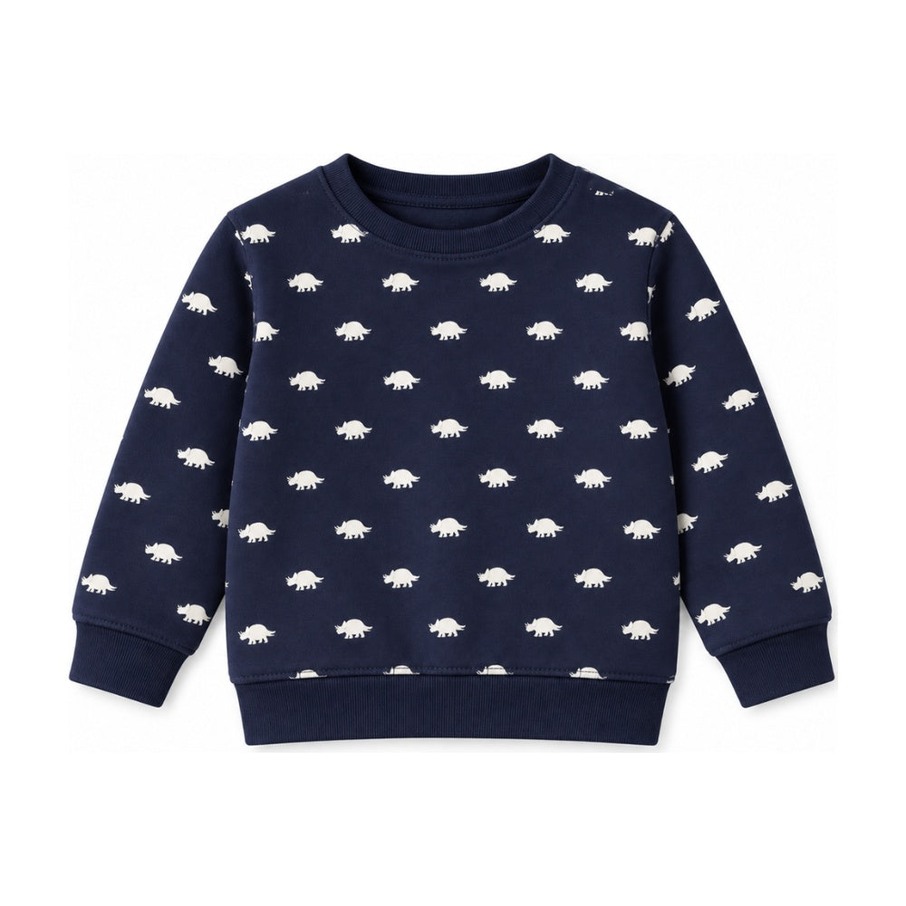 Kids Crew French Terry Sweatshirt in Navy/White Dino