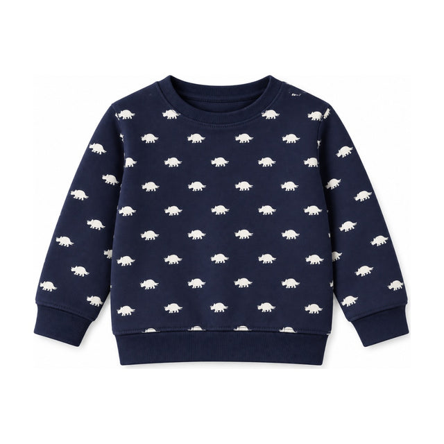 Kids Crew French Terry Sweatshirt in Navy/White Dino
