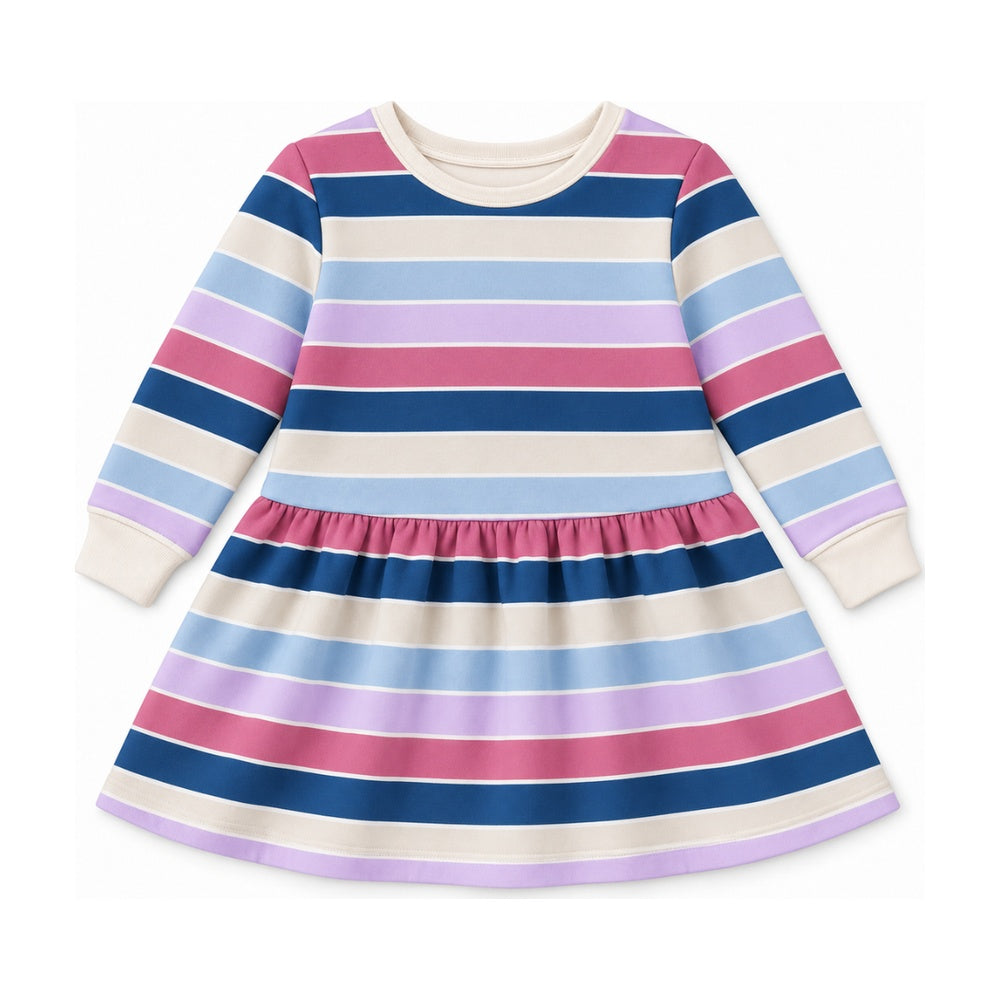 Kids Faye French Terry Sweatshirt Dress in Candy Stripe