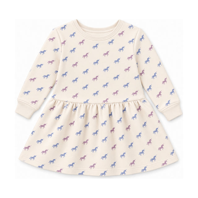 Kids Faye French Terry Sweatshirt Dress in Lavender Unicorn