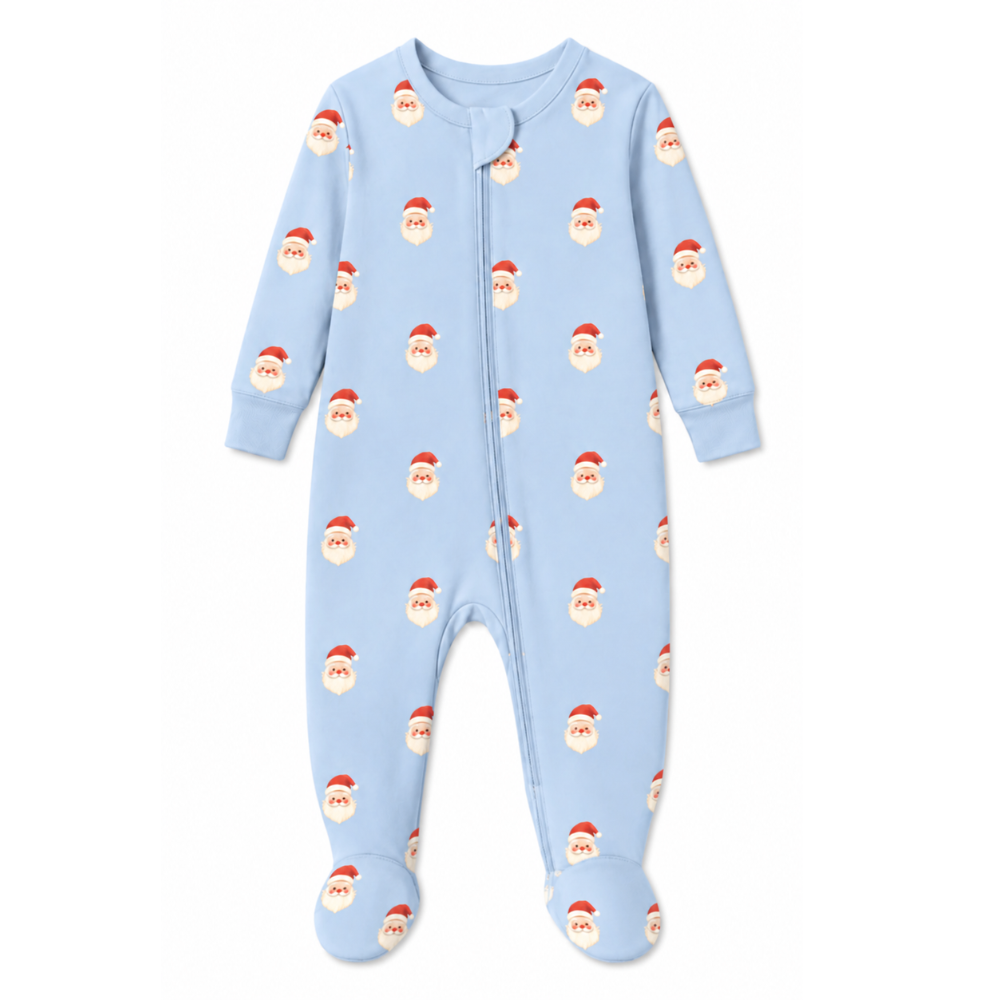Sweet Santa Zipper Romper in Vintage Blue - Sammy and Nat - Sammy+Nat store