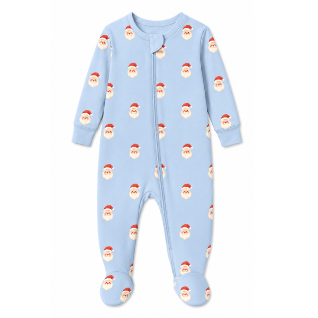 Sweet Santa Zipper Romper in Vintage Blue - Sammy and Nat - Sammy+Nat store