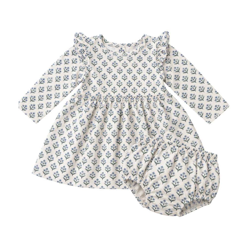 Baby Classic Ruffle Dress + Bloomer Set in Olive Grove - Sammy + Nat - Sammy+Nat store