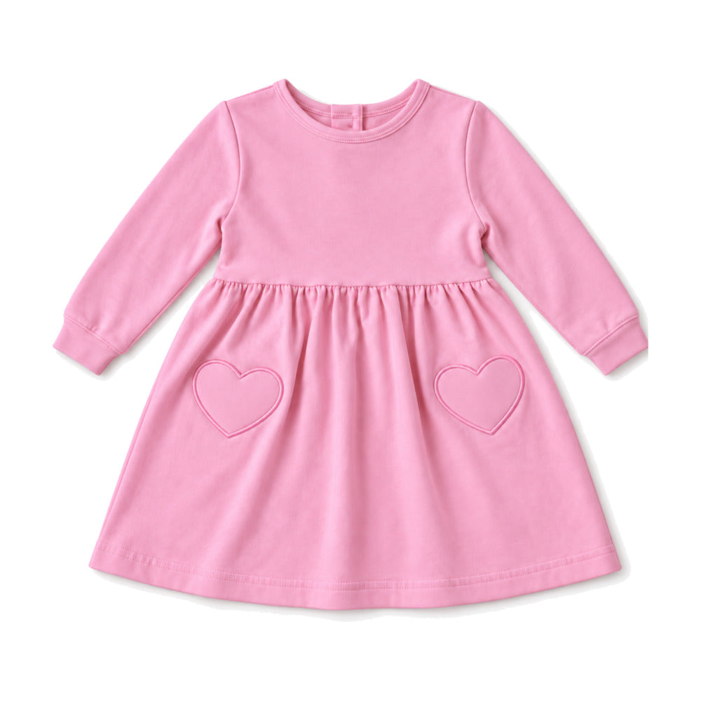 Baby Heart French Terry Dress in Sweetheart Rosa - Sammy + Nat - Sammy+Nat store