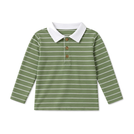 Kids Graig Classic Polo Shirt in Sage Stripe - Sammy + Nat - Sammy+Nat store