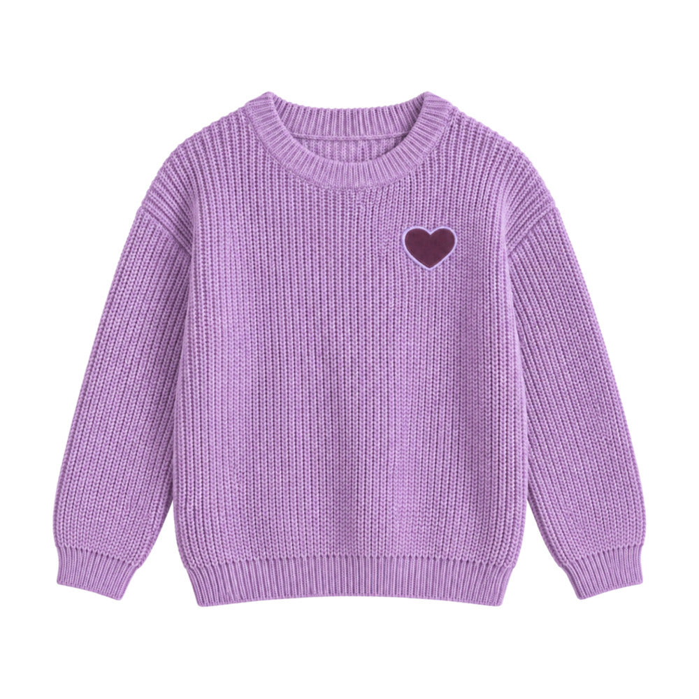 Kids Shelley Knit Sweater in Lavender/Mauve Heart - Sammy + Nat - Sammy+Nat store