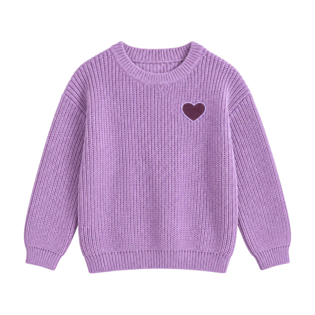 Kids Shelley Knit Sweater in Lavender/Mauve Heart - Sammy + Nat - Sammy+Nat store
