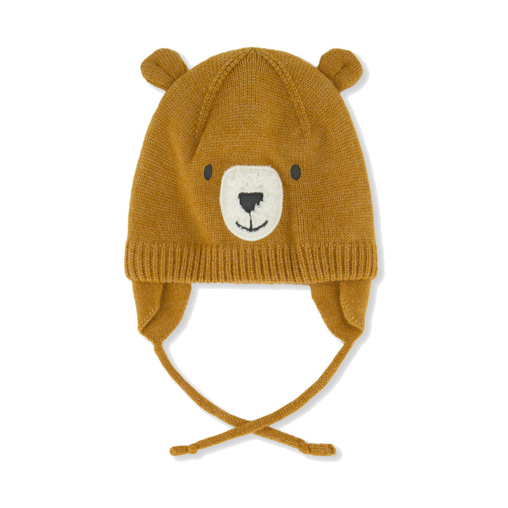 Baby Earflap Knit Hat in Brown Sugar