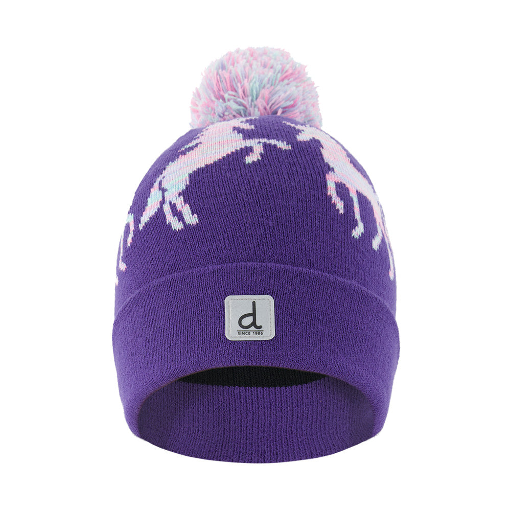 Pom Pom Knit Hat in Parachute Purple