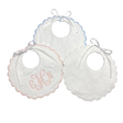 Three white bibs on white background