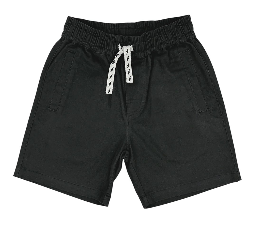 Passport Shorts in Black Twill