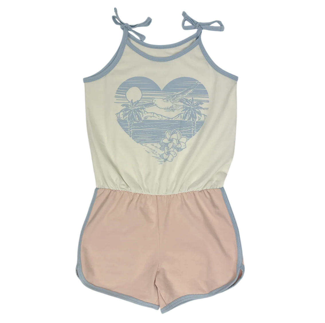 Sea Breeze Romper in Natural/Faded Pink