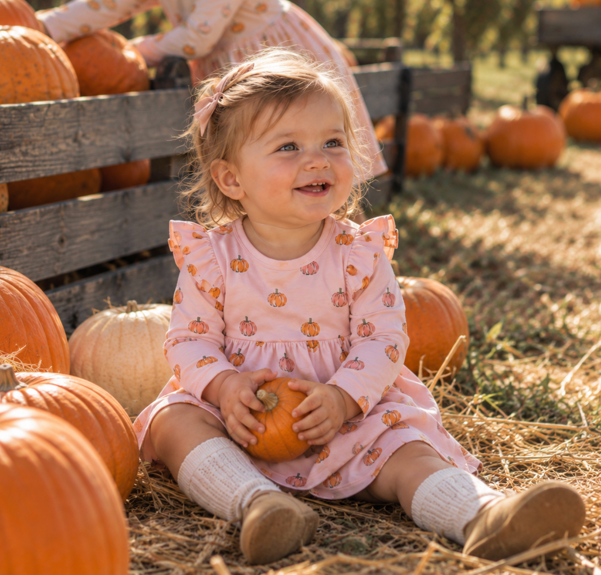 Baby Classic Ruffle Dress in Petite Pumpkin Toss