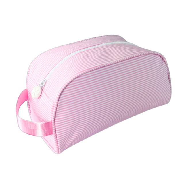 Pink and white stripe traveler on white background