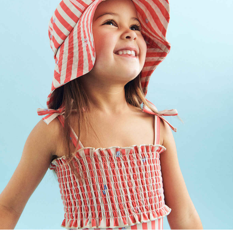 Selma Swimsuit in Red Stripe Flowers