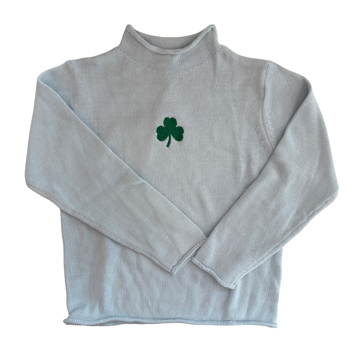 Shamrock Rollneck Sweater in Light Blue