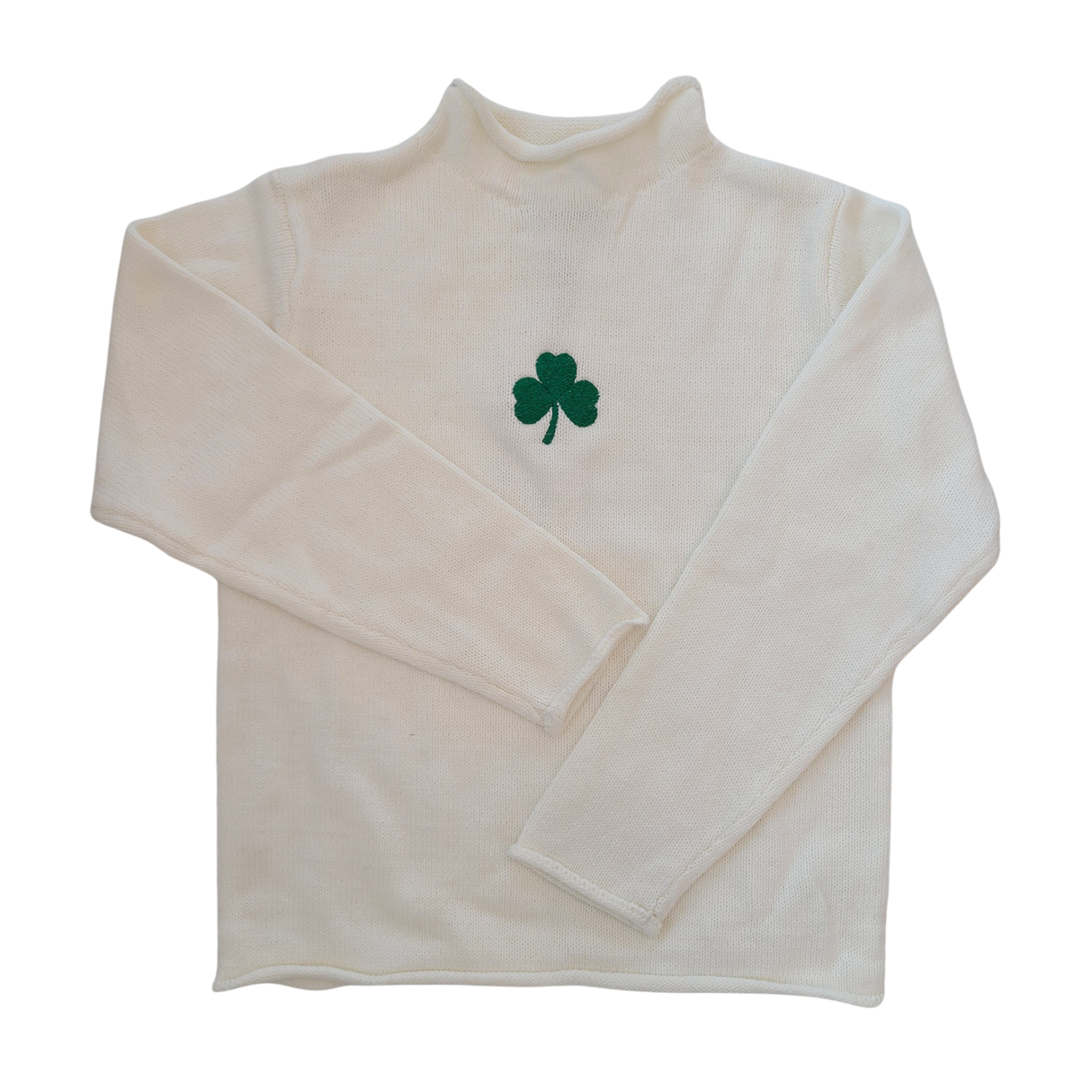Shamrock Rollneck Sweater in White
