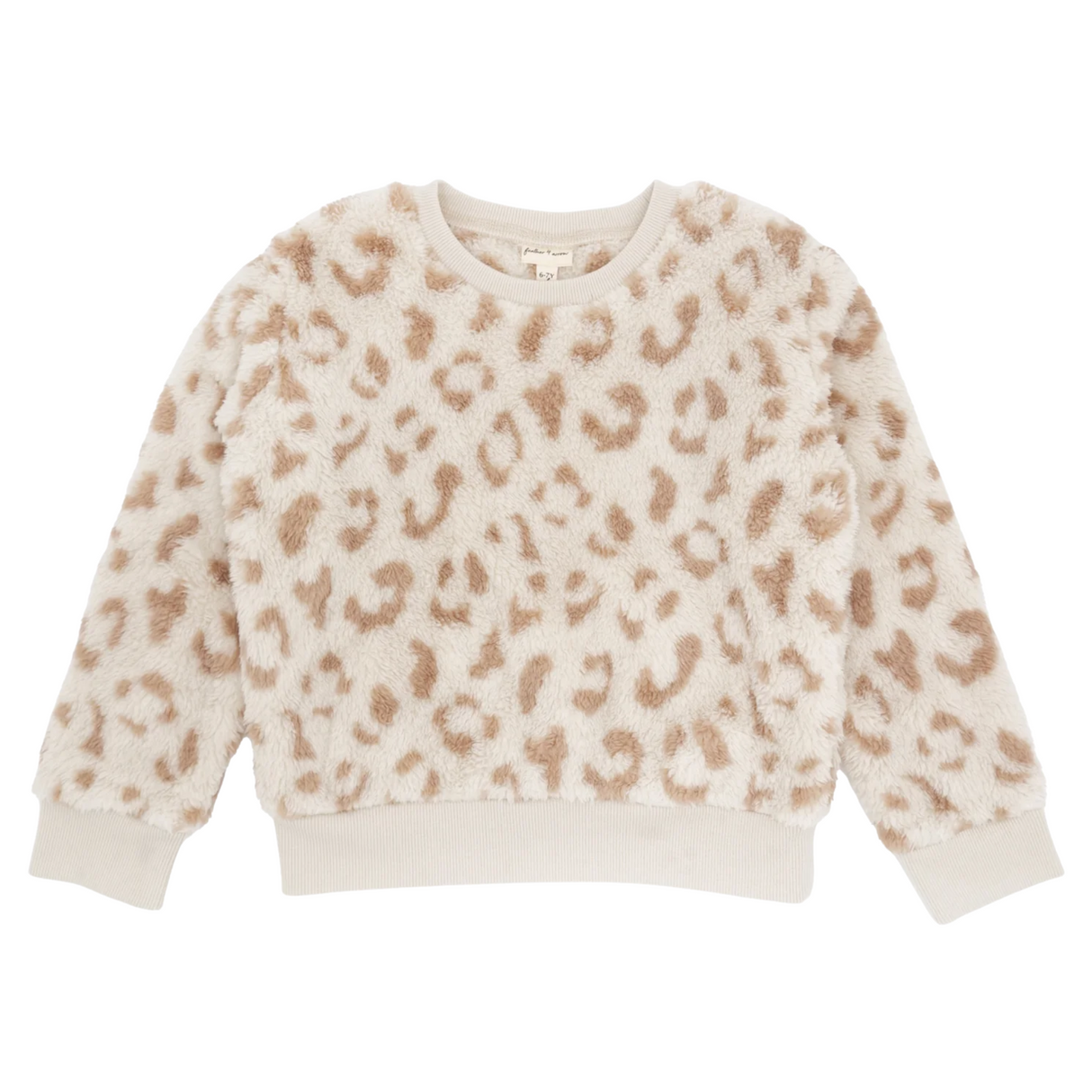 creme and beige cheetah sweater on a white background