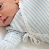a baby wearing Classic Stripe Take Me Home Set in Light Blue