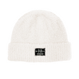 ivory beanie on white background