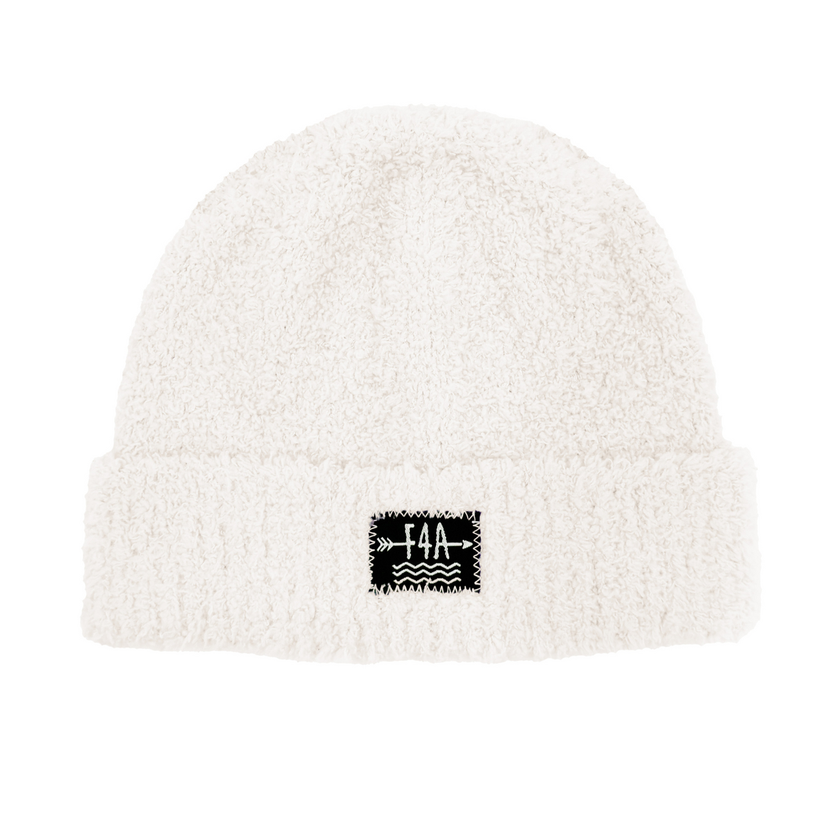 ivory beanie on white background
