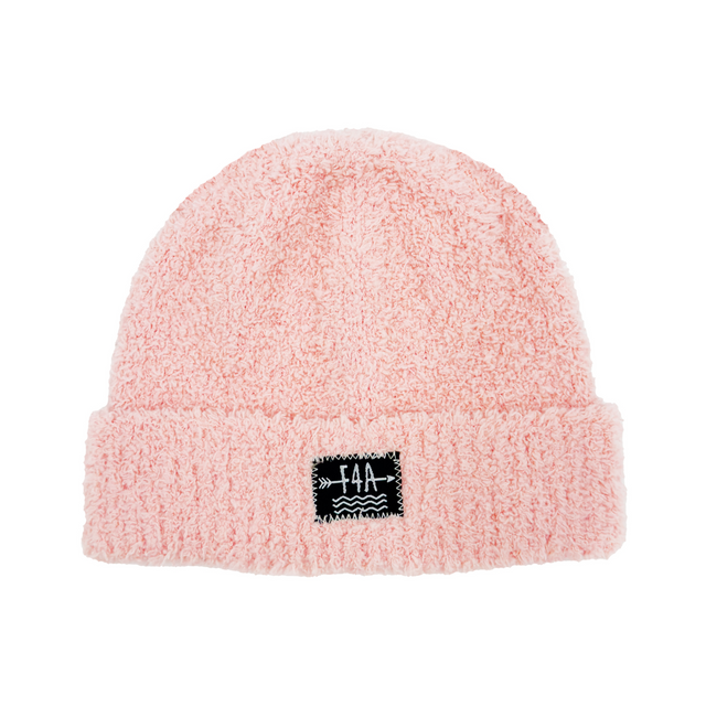 Pink beanie on white background