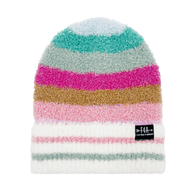 colorful beanie on white background