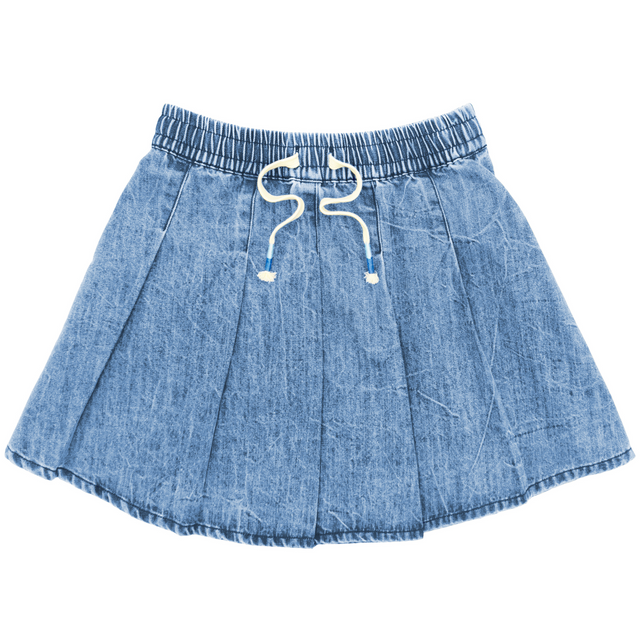 denim skirt on a white background