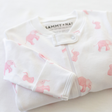 Tiny Elephant Zipper Romper in Pink details